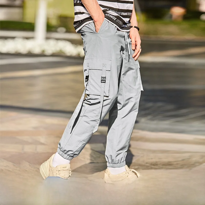 

Быстросохнущие мужские повседневные брюки из полиэстера, модные рабочие брюки длиной 7/8, молодежные, свободного кроя, для осеннего сезона