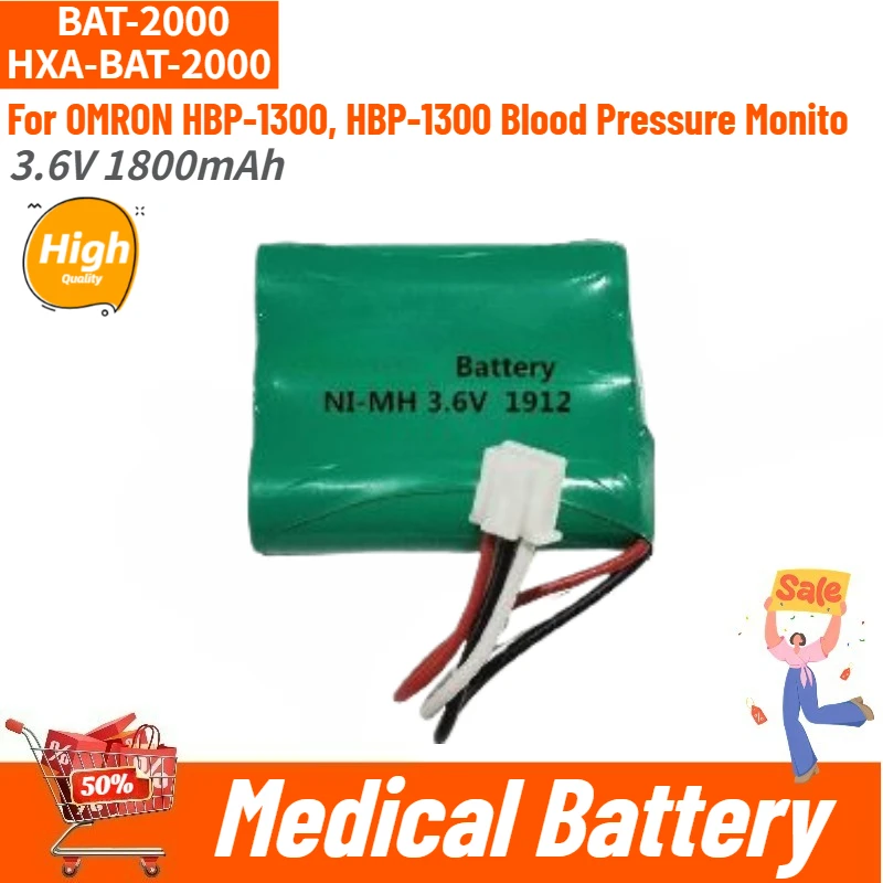 

BAT-2000 HXA-BAT-2000 Высококачественная медицинская батарея 3.6V 1800mAh для тонометра OMRON HBP-1300, HBP-1300, абсолютно новая