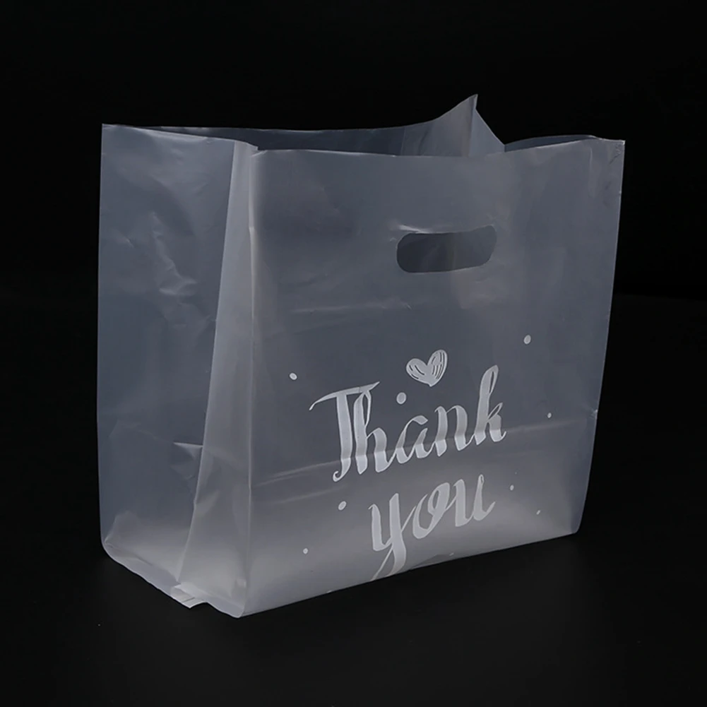 50 Pcs Thank You Plastic Gift Bag Plastic Shopping Bag with Handle Christmas Wedding Party Gift Bag Candy Cake Small