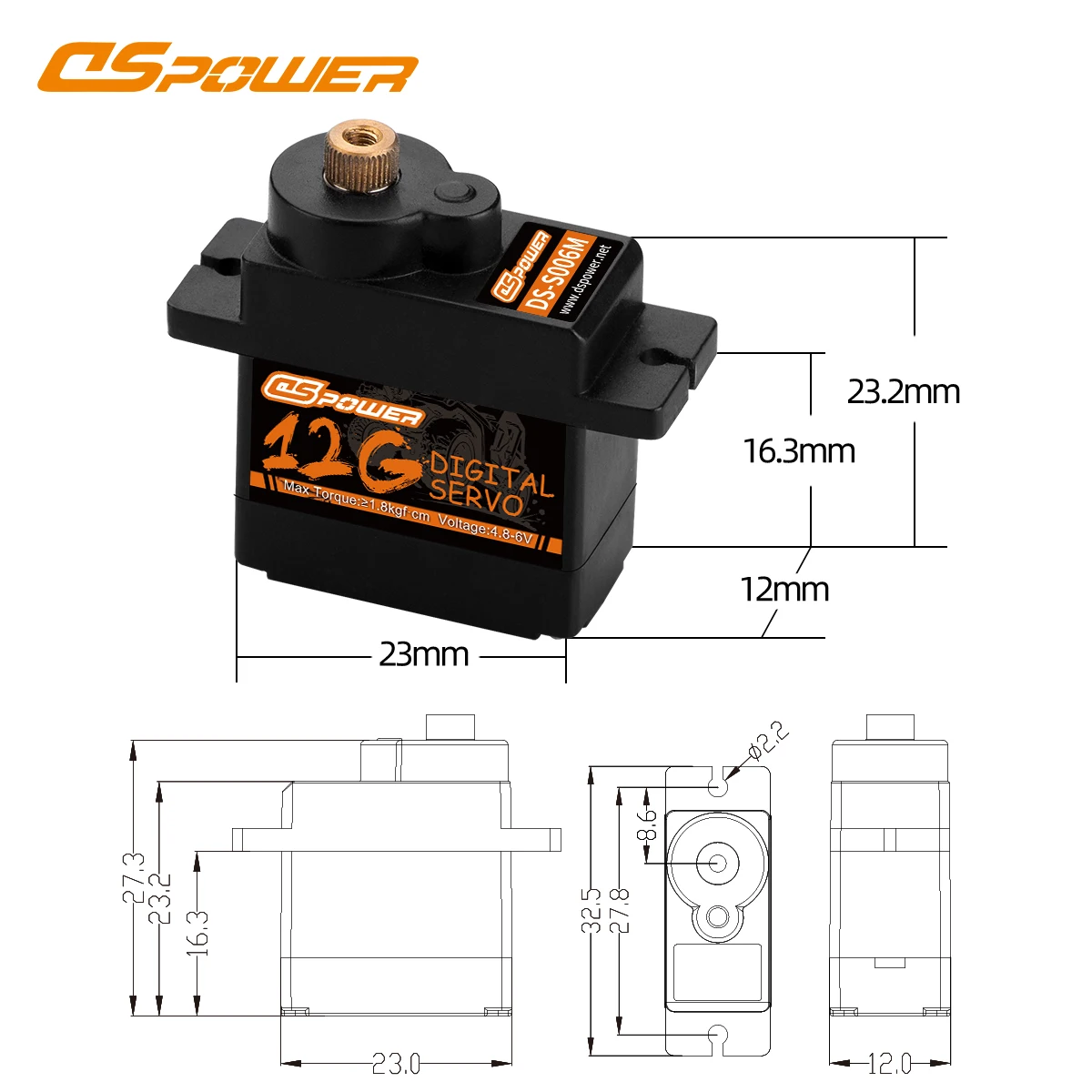DSPOWER 9g 12g マイクロデジタルサーボ プラスチック/メタルギア 4.8~6.0V DC RCミニカー 飛行機 ヘリコプター ロボット Wltoys アキシャルパーツ用