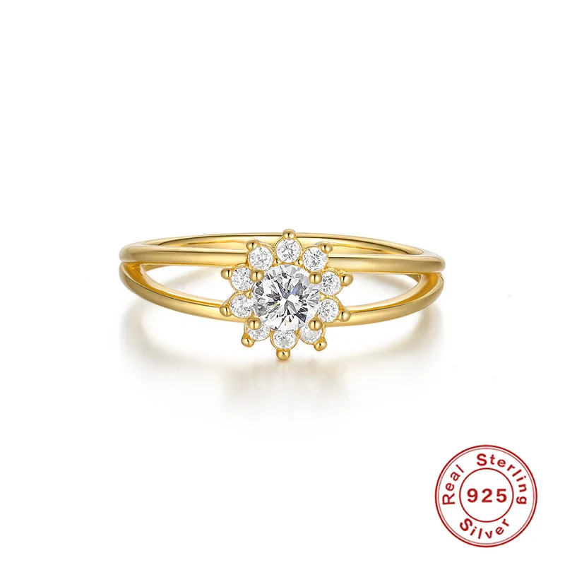 Metiseko-Bague Florentine en argent regardé 925 pour femme, comparateur de couleur, carré, cubique, contre-indiqué, matiques de mariage fleur de cone, fête de fiançailles