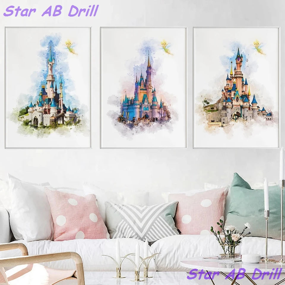 Dream Castle Cartoon AB Drill 5D Diamond Art Painting New Kits Princess Elves Modular Embroidery Cross Stitch Puzzle Home Decor