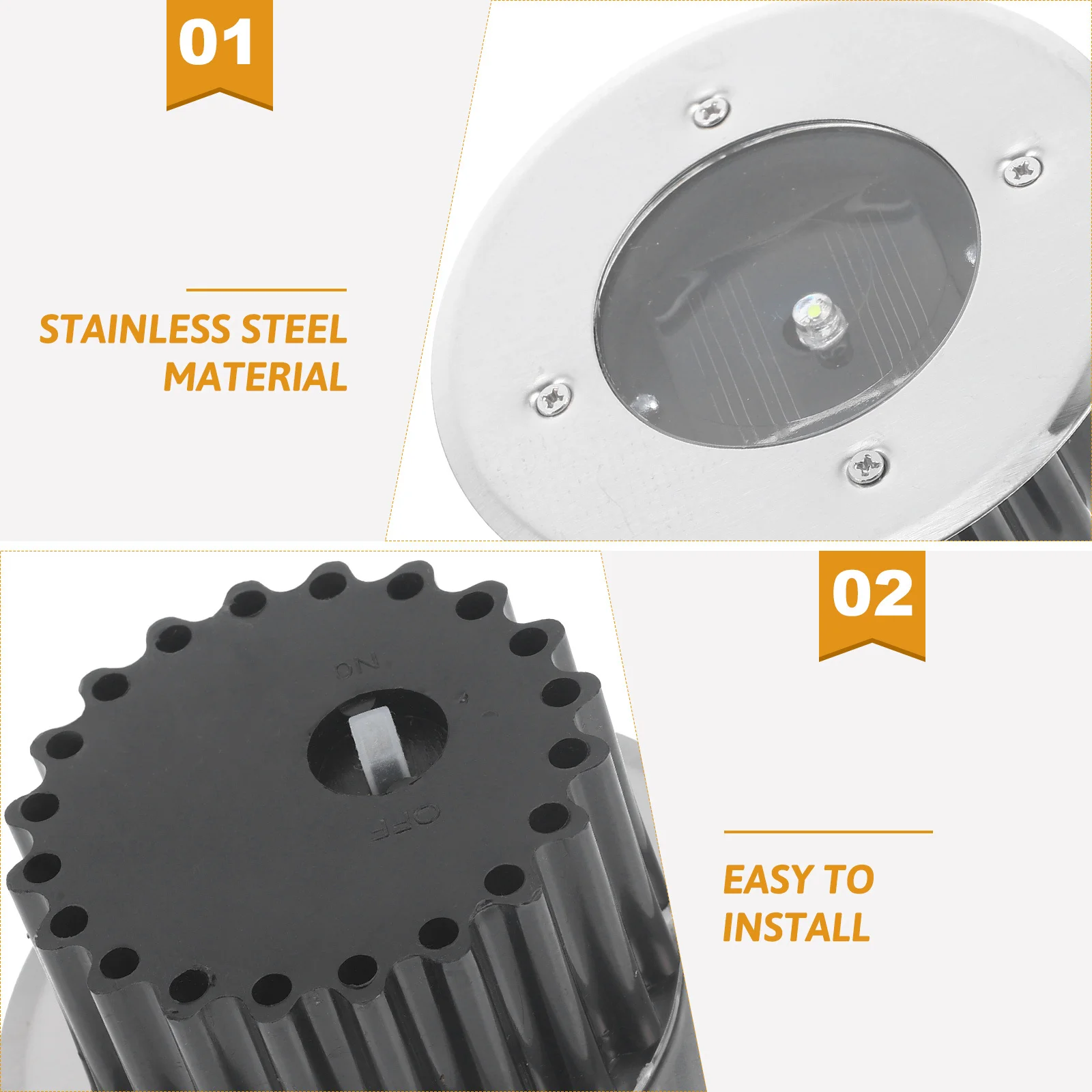 

4pcs Solar Buried Light Stainless Steel Led Lawn Lamp For Outdoor Garden Pathway Waterproof Solar Energy Ground Light