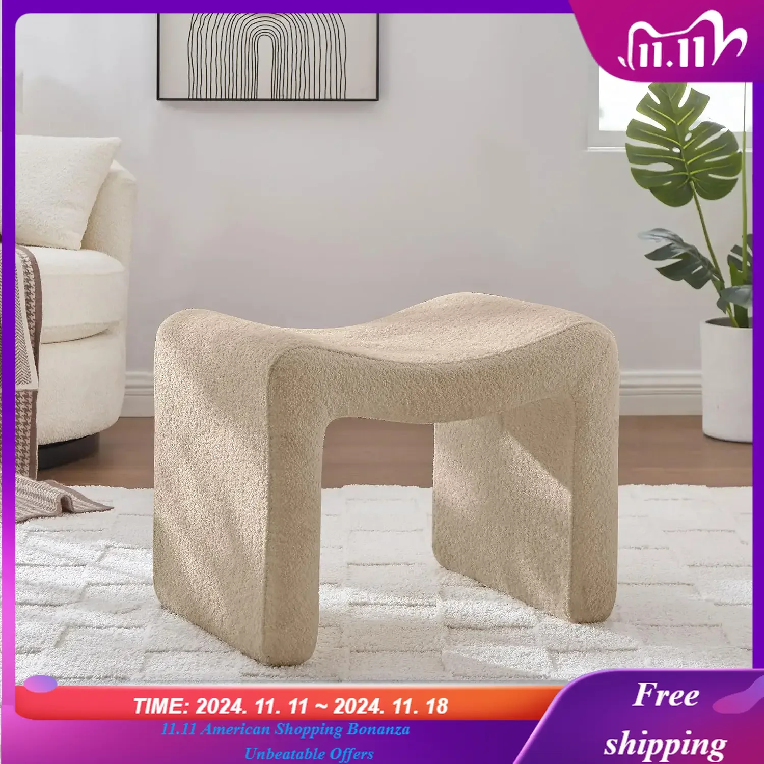 Small Footstool Ottoman, Multi-Functional Modern Foot Stool, Sofa Footrest Extra Seating for Living Room, Entryway