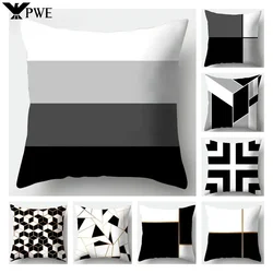 Black White Modern Style Cushion Cover 45x45cm Polyester Decorative Pillow Cover Living Room Bedroom Sofa Bed Pillow Case