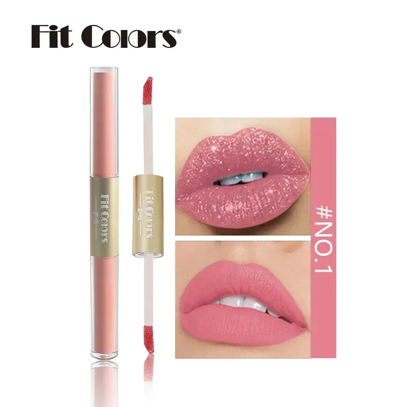 6 Color Double Ended Lipstick Matte Glitter Shimmer Sexy Lip Moisturize Waterproof Fashion New 2 in 1 Liquid Lipstick Cosmetics