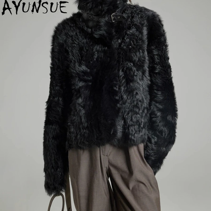 

AYUNSUE натуральная дубленка, женские мотоциклетные пальто, куртка из натуральной кожи, зимние куртки, роскошная одежда, женская шуба Женская