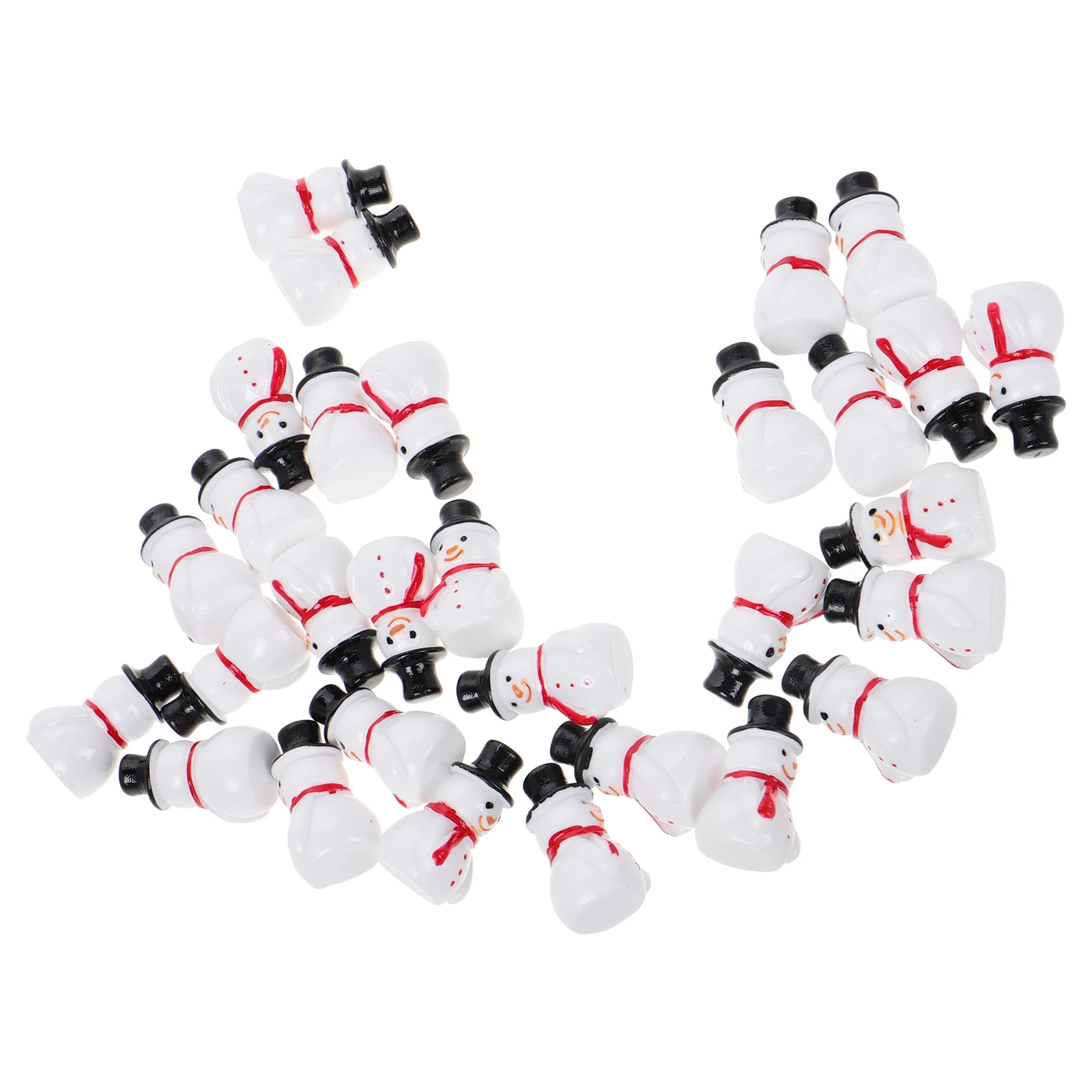 

30pcs Snowman Red Hat Resin Figurines Christmas naments Tiny Snowman Figures Home Decor Micro Landscape Accessories