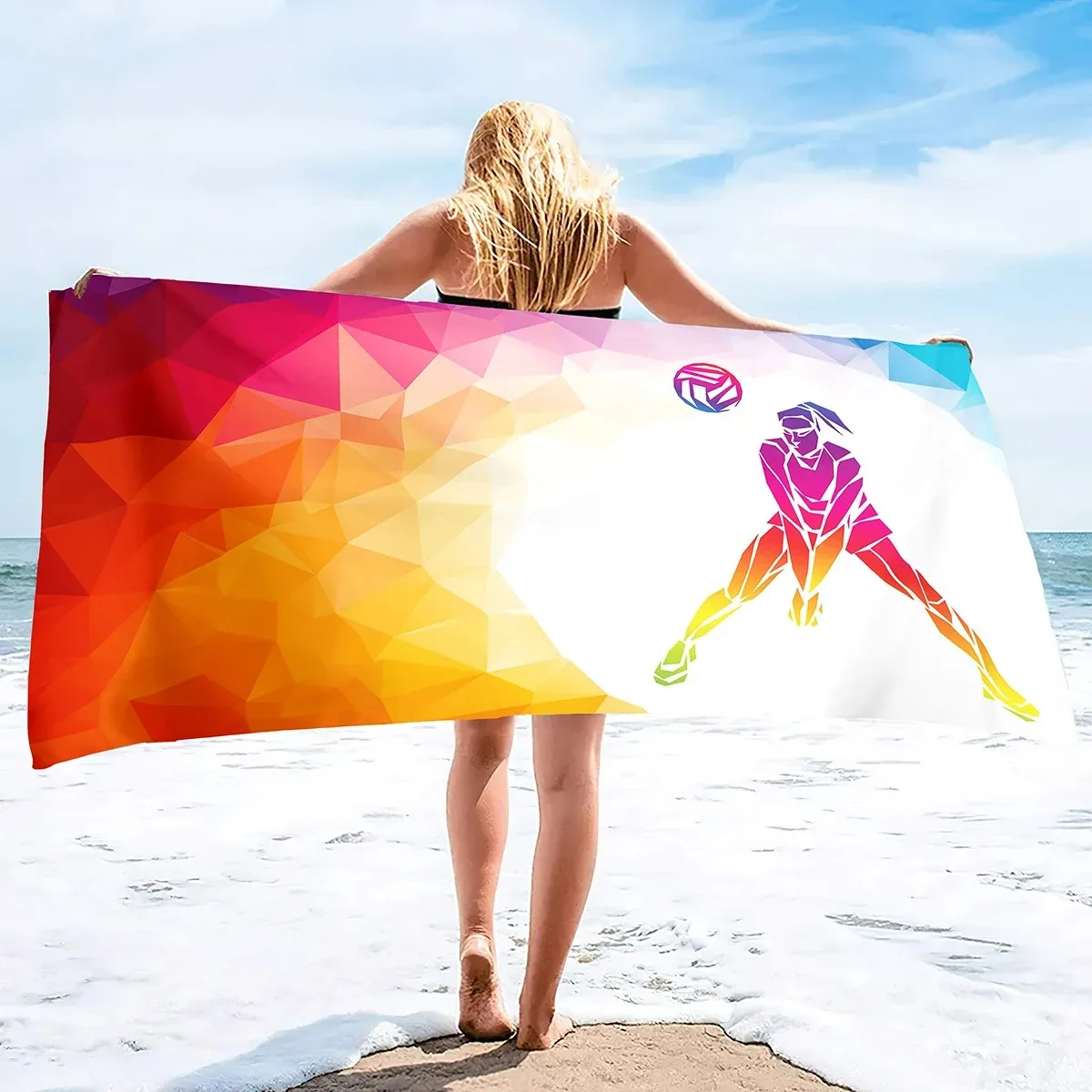 Volleyball Beach Towel,Quick Dry Beach Towel Microfiber Sand Free Beach Towel Oversized Absorbent for Pool Swimming Bathroom