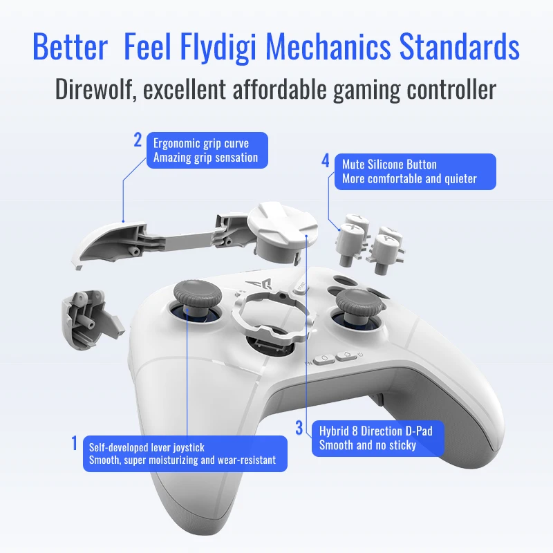 Flydigi Direwolf 3 Wireless 1000Hz Gaming Controller Support PC/NINTENDO SWITCH Android/iOS Phone Self-develped lever joystick