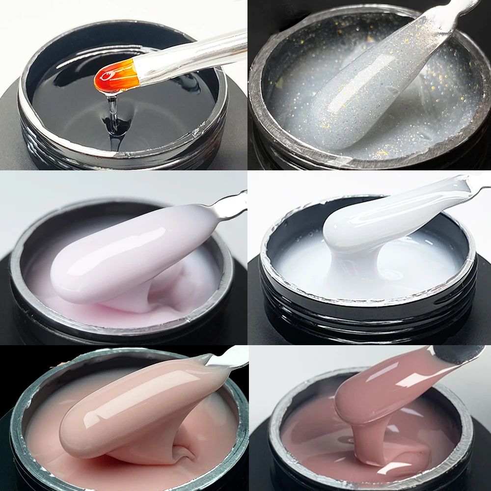 Hema TPO الحرة Jillnails جل منشئ الأظافر 50 جرام عارية حليبي أبيض وردي الذاتي التسوية المتوسطة هلام لبناء تمديد الأظافر