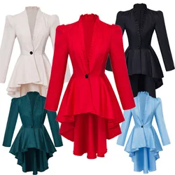 Plus size Women 19th Noble Tuexdo Slim Fit Tailcoat Medieval Victorian Costume Gothic Steampunk Irregular Hem Vintage Frock Coat