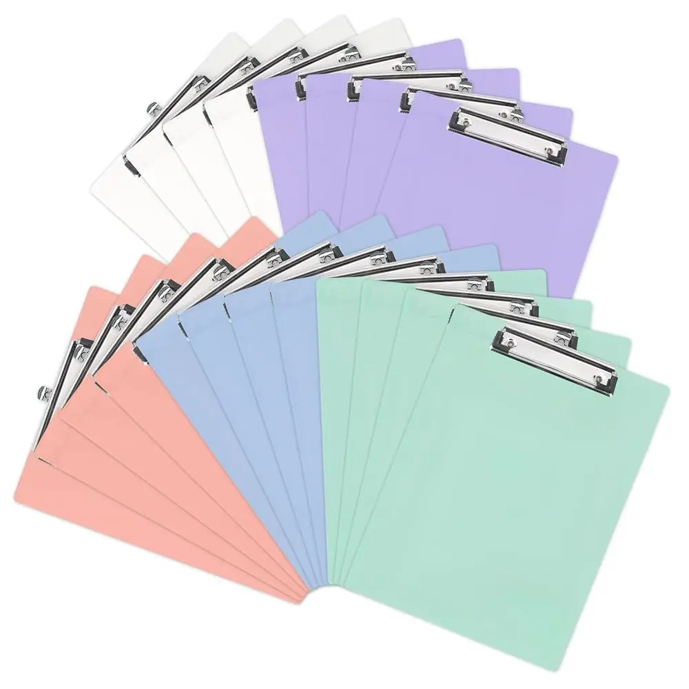 

Набор из 20 цветных пластиковых планшетов для записей, 12,5 x 9 дюймов, водонепроницаемые планшеты для использования в классах и офисах, легкие, формат A4.