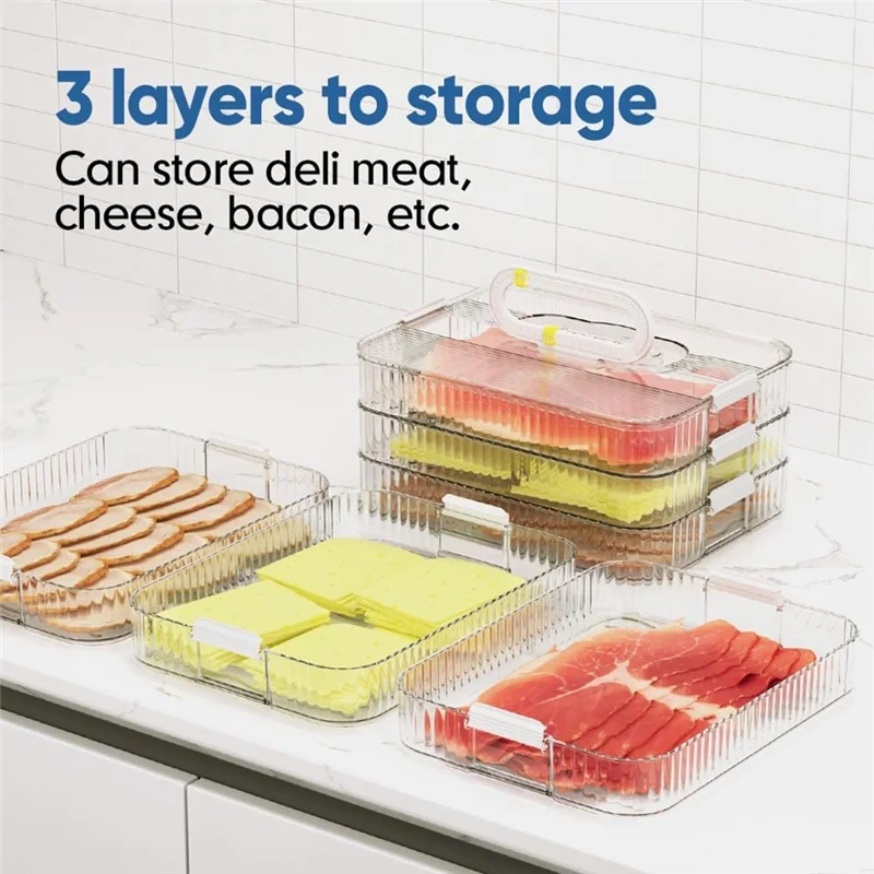 

A47U Meat Container For Fridge Organizers And Storage, Lunch Meat Container For Refrigerator Organizing, Containers With Lids Du