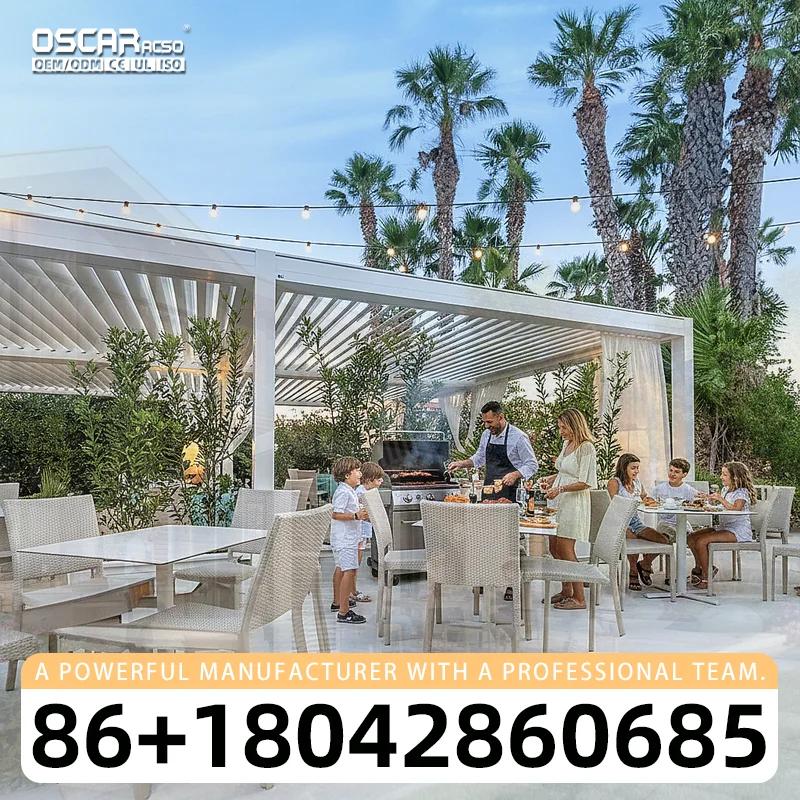 3x3m 3x4m 4x6m Freestanding Detached Patio Backyard Barbeque Space Carport Pergola with Rain Sensor pergola