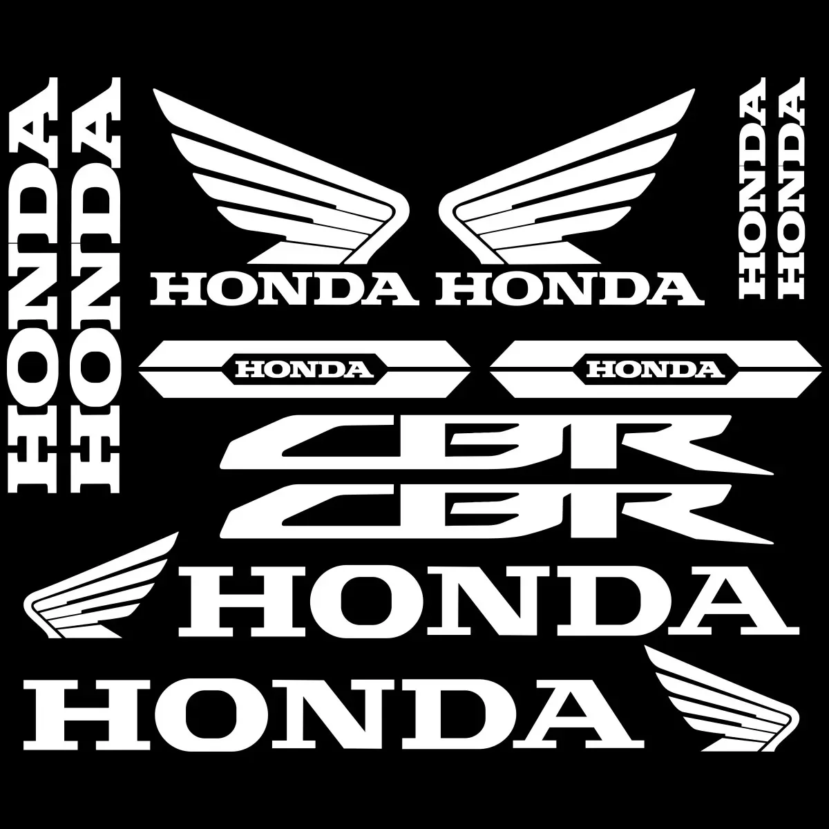 Vinyl Motorcycle Honda Logo Sticker Kits CBR HRC Tank Helmet Decal Set image 6