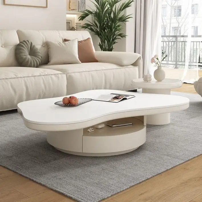 Household cream coffee table with drawers