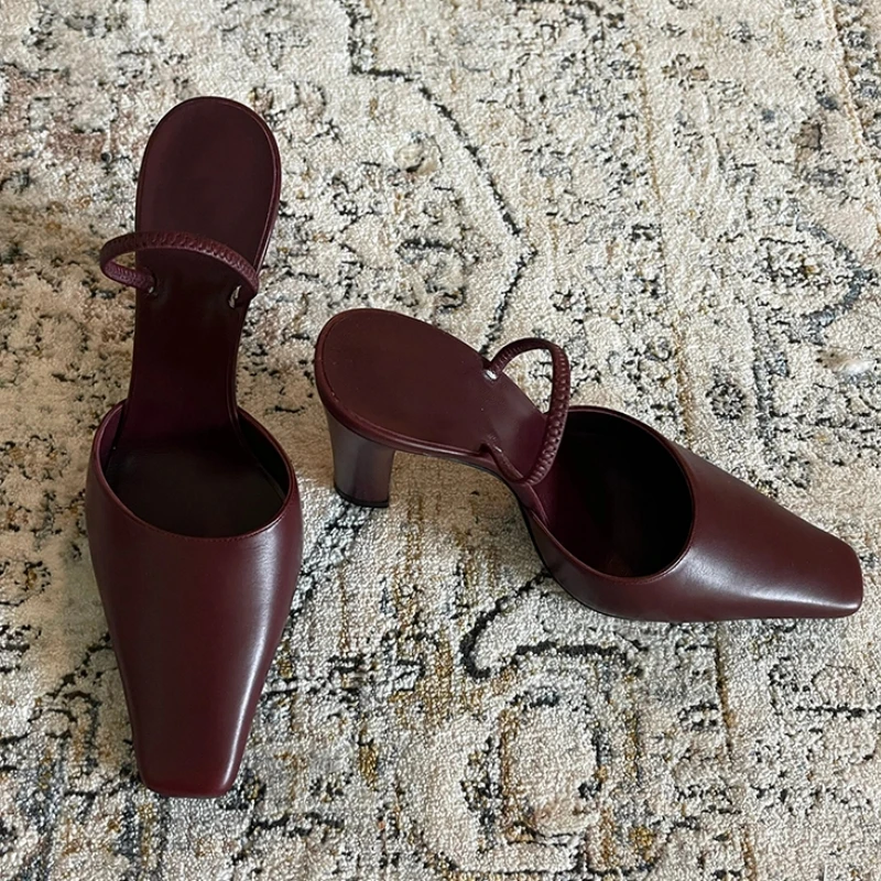 

Босоножки женские без шнуровки с квадратным носком, дизайнерские Элегантные туфли на толстом высоком каблуке, черные туфли-лодочки с ремешком сзади, лето