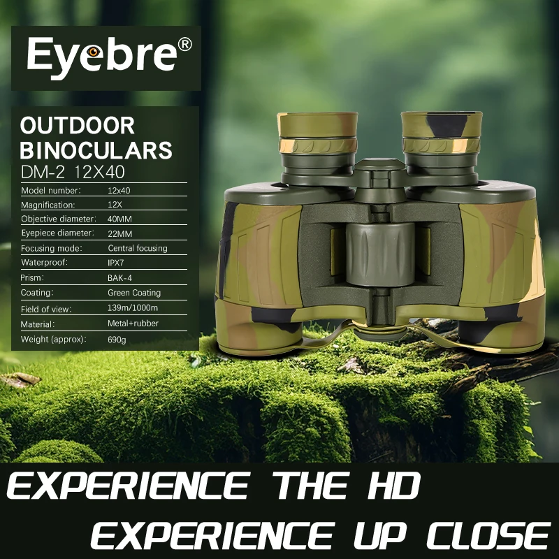 

Eyebre DM-2 12x40 Binoculars High-Definition And High Magnification Camouflage Telescope Adult And Large Eyepiece Viewing Mirror