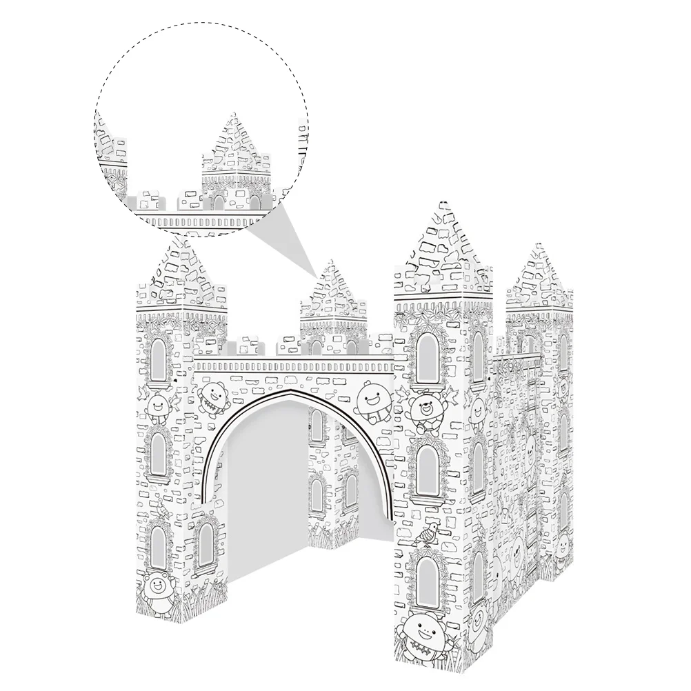 Artesanato imaginativo brinquedo graffiti papel 3d colorir diy castelo branco desenho brinquedos