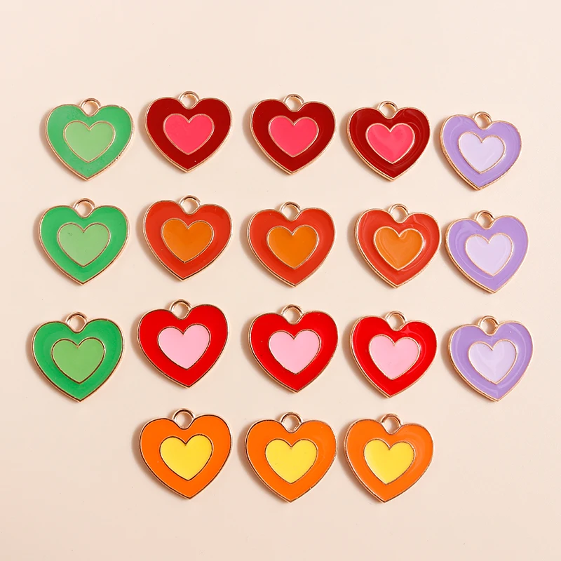 20 Stück niedliche, bunte Emaille-Anhänger in Form von Herzen und Blumen zum Basteln von Schmuck, Ohrringen, Halsketten und Armbändern – ideal für DIY-Bastelprojekte. – Detail 23