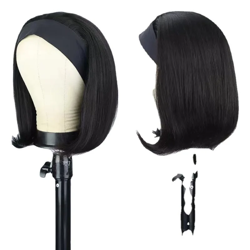 Wig for European and American women, straight with inward curls, headband short hair, synthetic high-temperature fibe - view 5