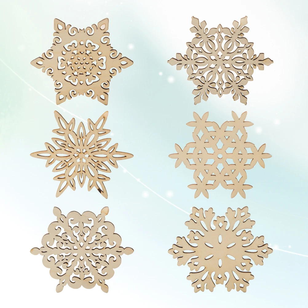 

6 Pcs Wooden Snowflake Coasters 12cm Diameter Table Cup Pad Hollow Mat Random Pattern Protect Table Coffee Party