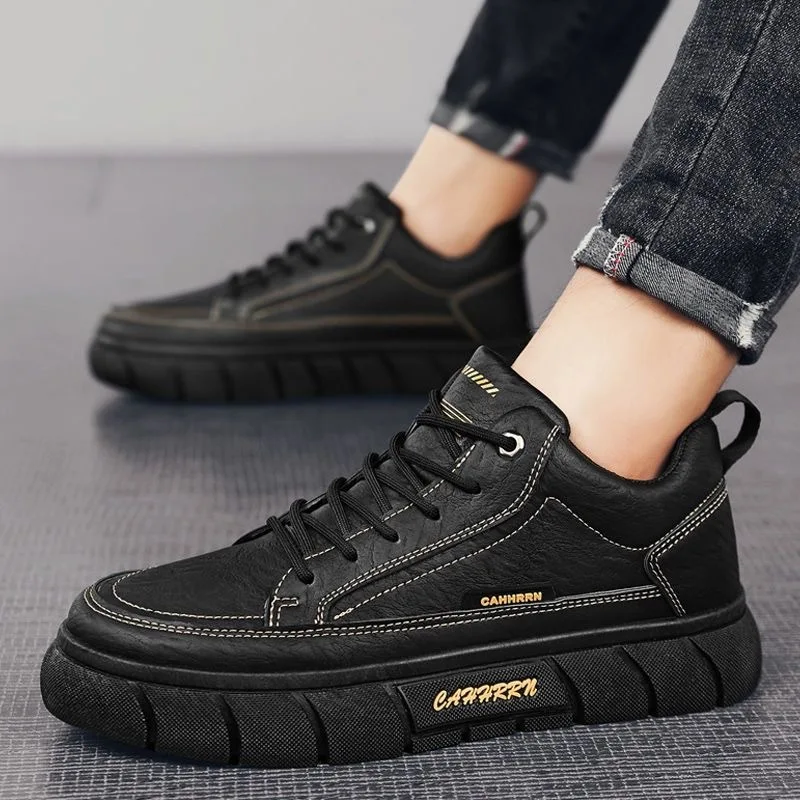 

Men's Chef Shoes Spring Casual Leather Shoes Black Waterproof Non-Slip Kitchen Work Safety Shoes Sports Flat Shoes