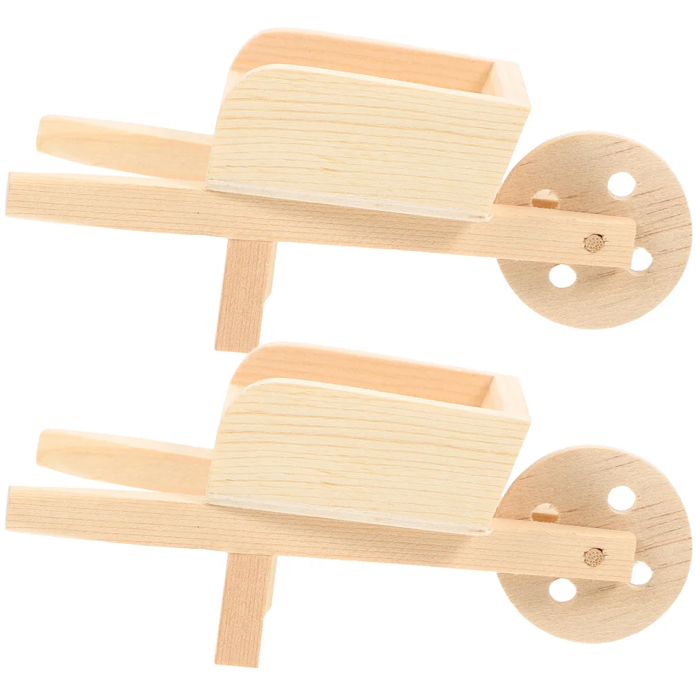 

2Pcs Mini Realistic Home House Cart Wheelbarrows Decor House Accessories Miniature Garden Mini Models Toy