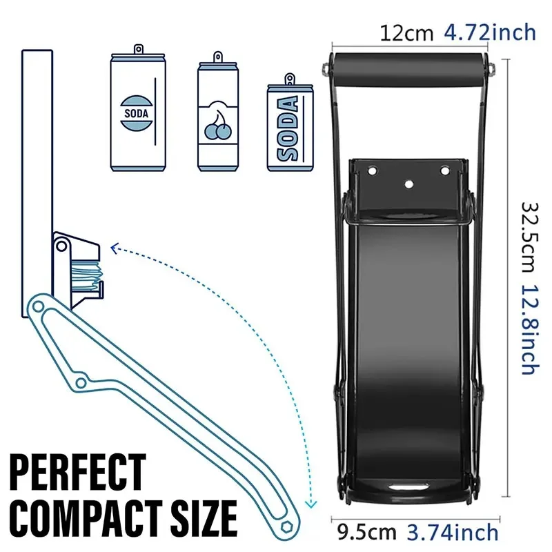 Can Crushers For Recycling 16 oz Heavy Duty Metal Can Crusher Wall Mounted Soda & Beer Can Smasher For Recycling w Bottle Opener