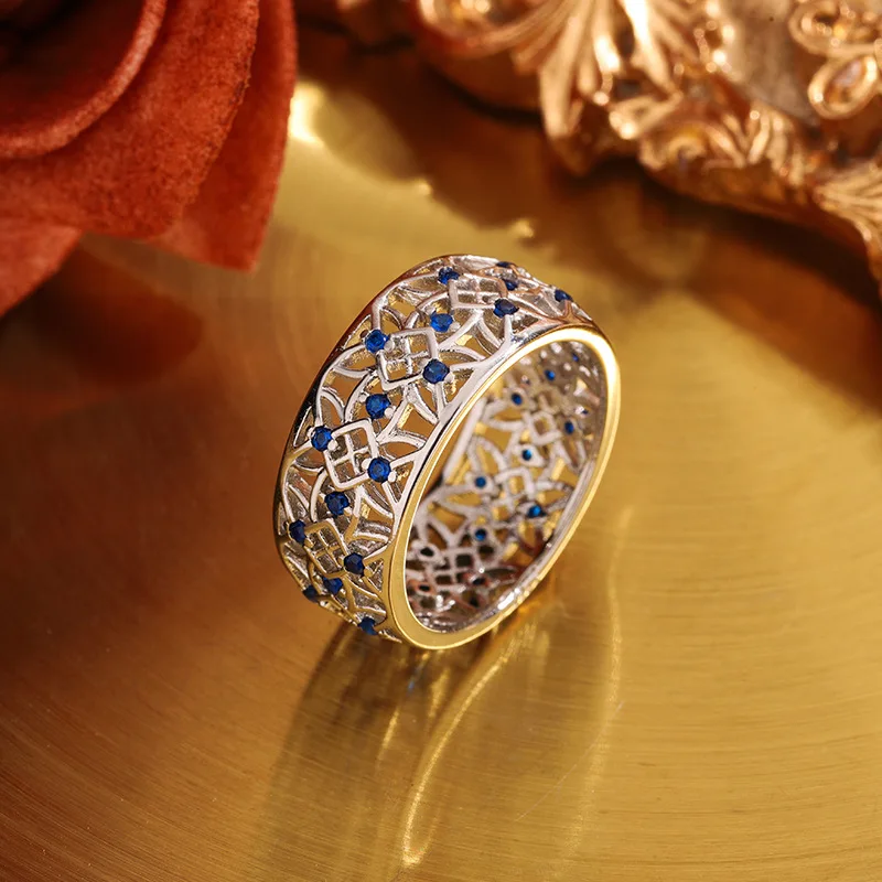 925-sterling-silver-new-product-European-and-American-micro-inlaid-zircon-ring-exquisite-hollow-flower-romantic-couple-ring