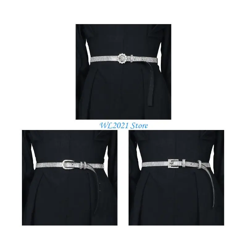 

G5GC Elegant Pin Buckle Belt Nightclub Adjustable Waist Belt Hot Girl Woman Waist Belt for Coat Skirts Jeans