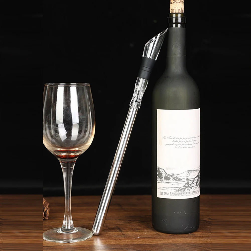 Wine Chiller Stick 3 In 1 Wine Cooler Stainless Steel Chiller Bar with Wine Pourer Aerator Iceless Wine Chilling Rod Gift