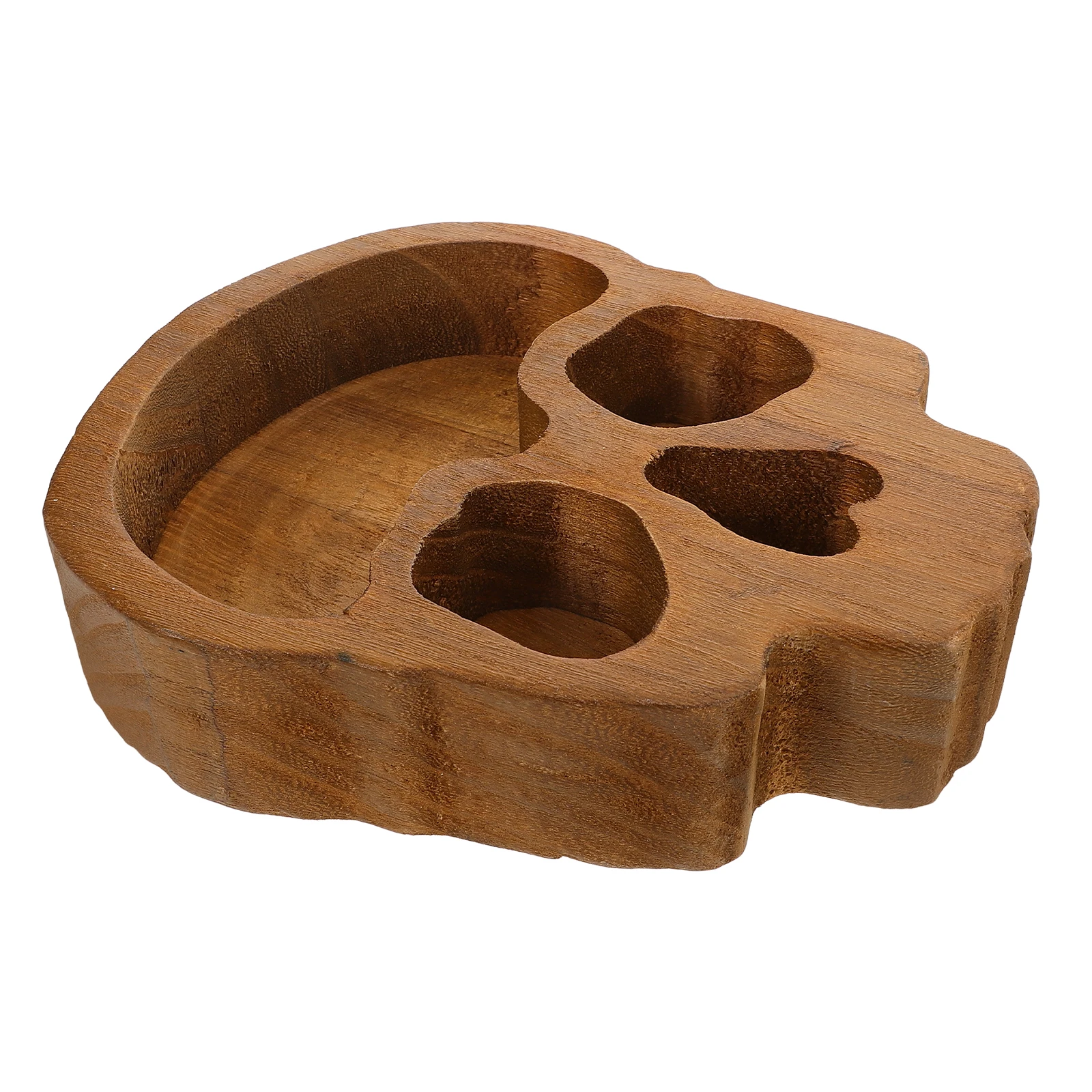 

Wooden Bowl Skull Head Serving Platter Tray Halloween Candy Food Plate Dishes