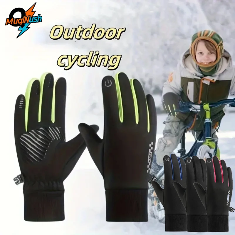 

MuqiNush Kids Winter Gloves Boys Girls,Anti-Slip Touchscreen Thermal Mitte for Running Cycling Playing Hiking Outdoor Activities