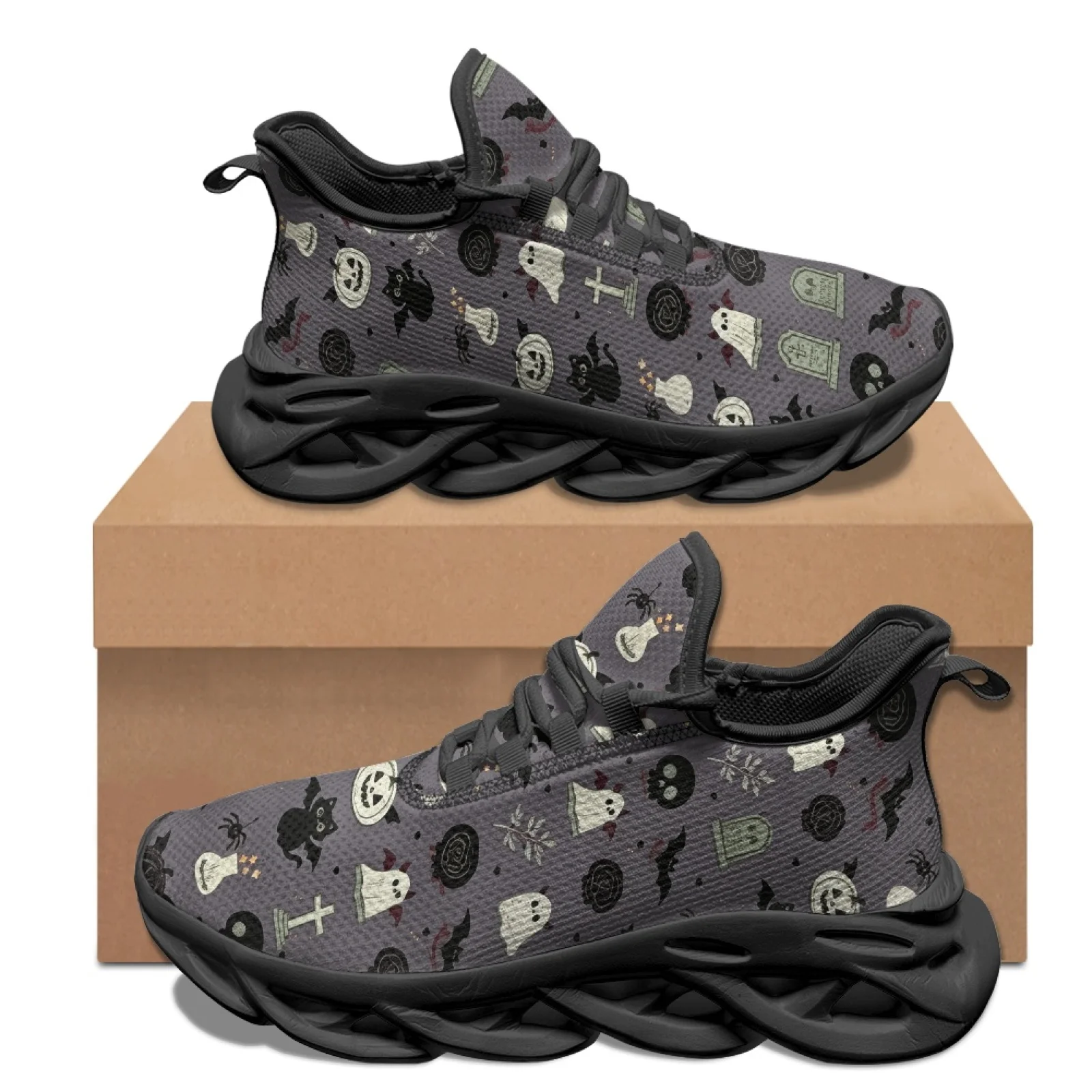PENSTROLL PENSTROLL Halloween Spooky Mens Running Shoes, Cushioned Mesh Athletic Sneakers for Men,  All Season for Gym