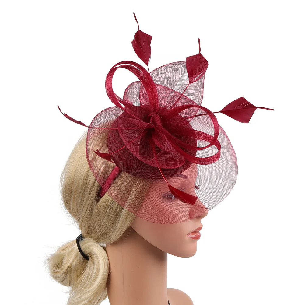 

Flower Gauze Fascinator Headband Women Elegant Wedding Banquet Tea Party Lightweight Comfortable Hair Decor
