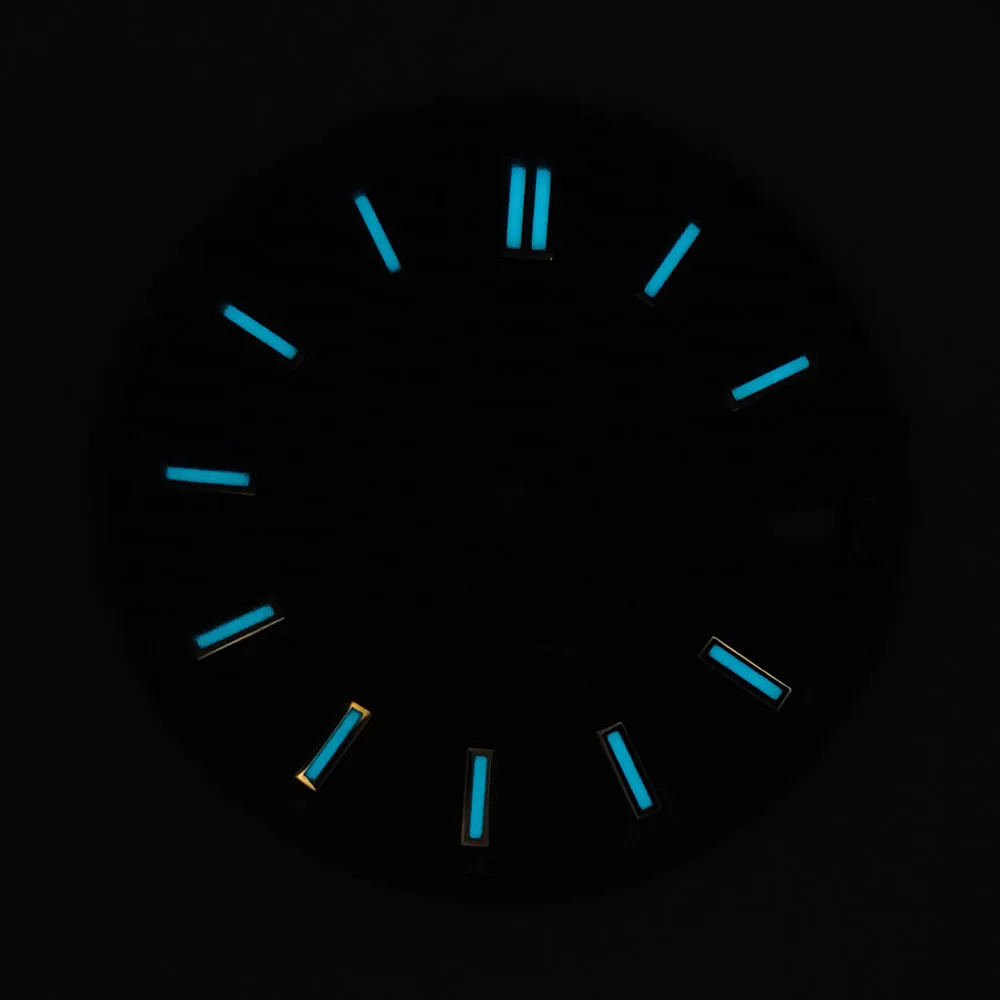 NH35 dial horizontal stripe dial ice blue luminous dial 28.5mm men's watch dial customized logo suitable for NH35 movement watch