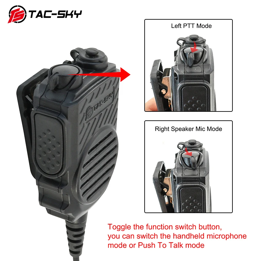TAC-SKY Multifunctional Handheld Microphone Ptt with 3.5mm Jack and 7.0mm Jack Compatible with COMTAC Tactical Shooting Headset