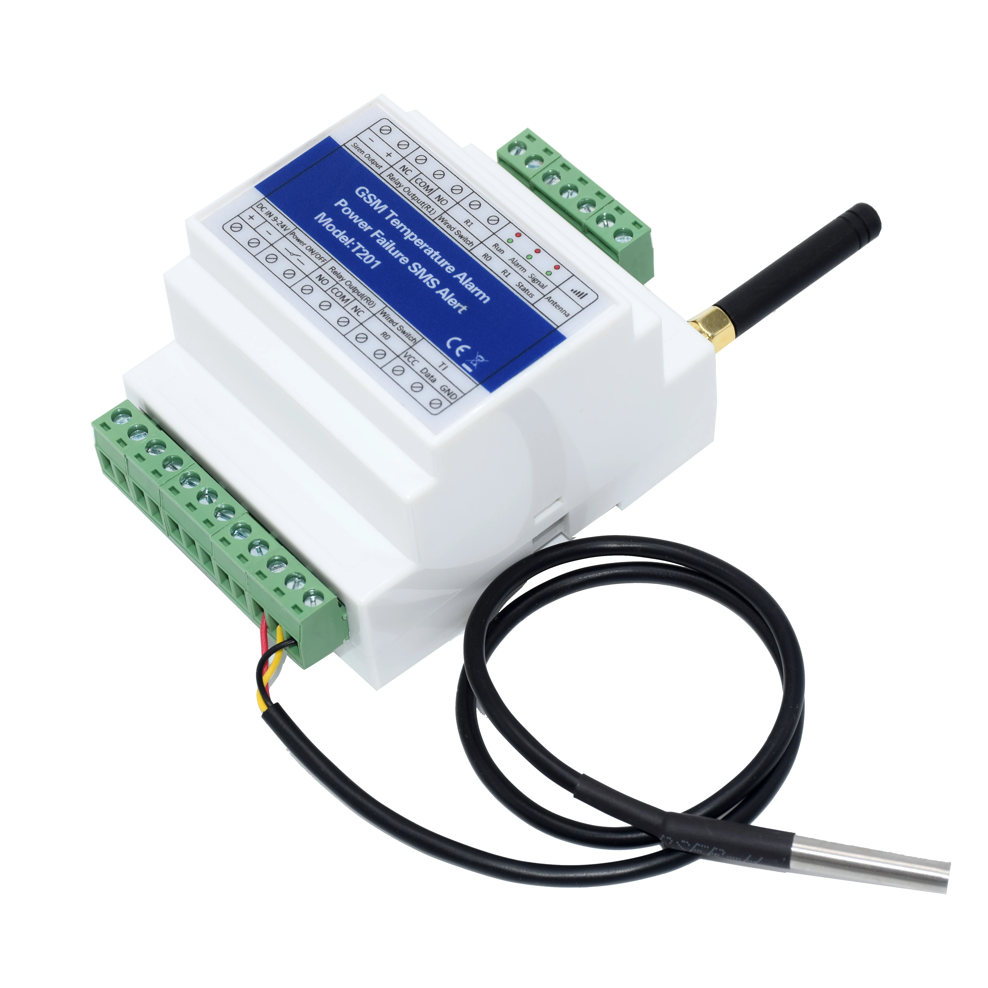 Go DIN-rail GSM SMS Afstandsbediening Temperatuurstatusmonitor Alarm met 2-relaisuitgang