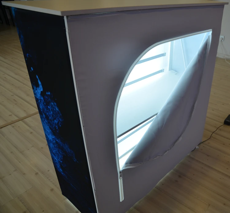 Led Foldable Customized Graphic Backlit Popup Display Promotion Advertising Reception Table Counter for Trade Show Shop Display