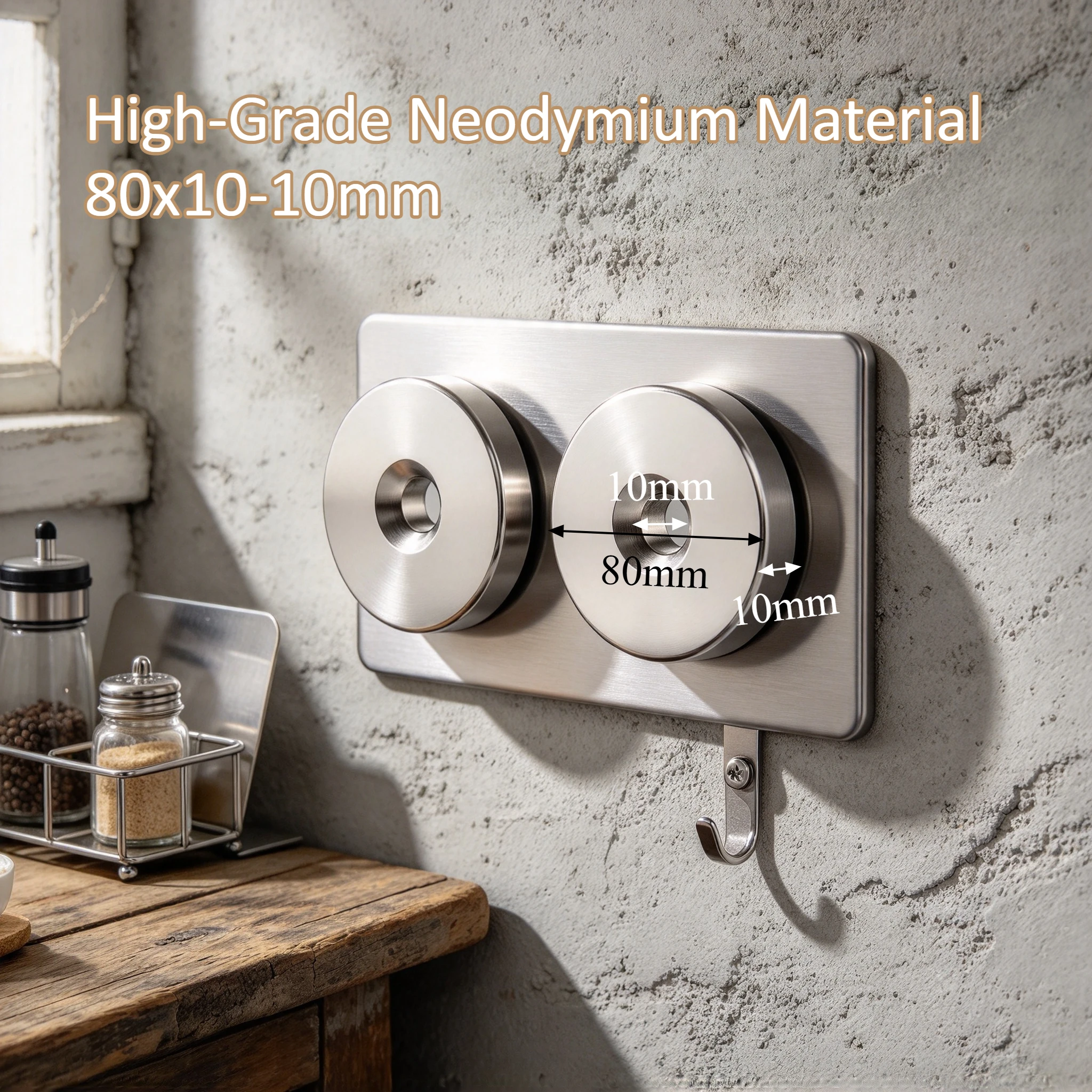 80x10-10mm N35 Permanent Round Countersunk Neodymium Magnet 80*10-10 mm Big Powerful Rare Earth NdFeB Magnet