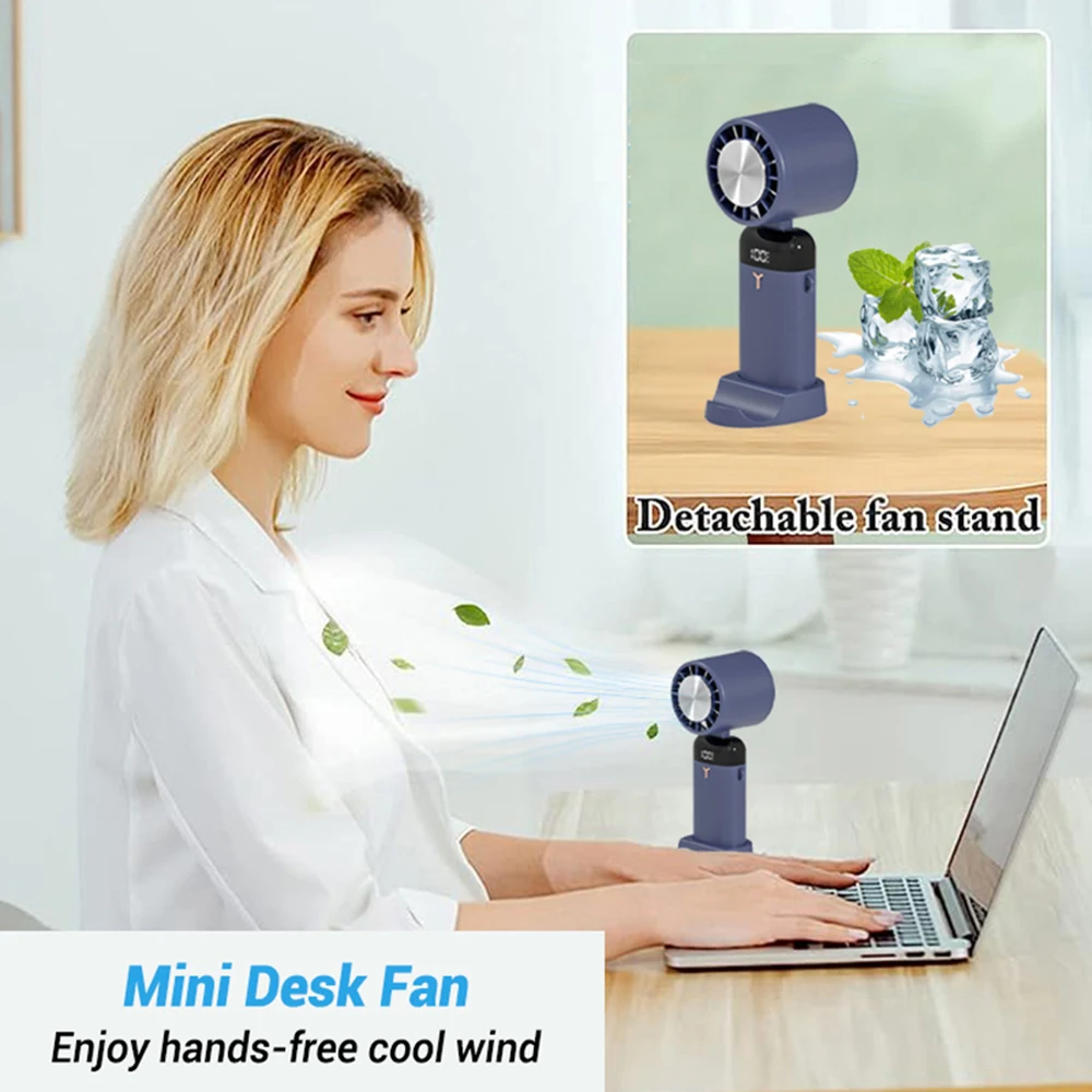 3600mAh Handheld Foldable Fan USB  Neck Hanging Fan 3 Modes Portable Personal Desk Cooling Ventilador Fan with Phone Holder