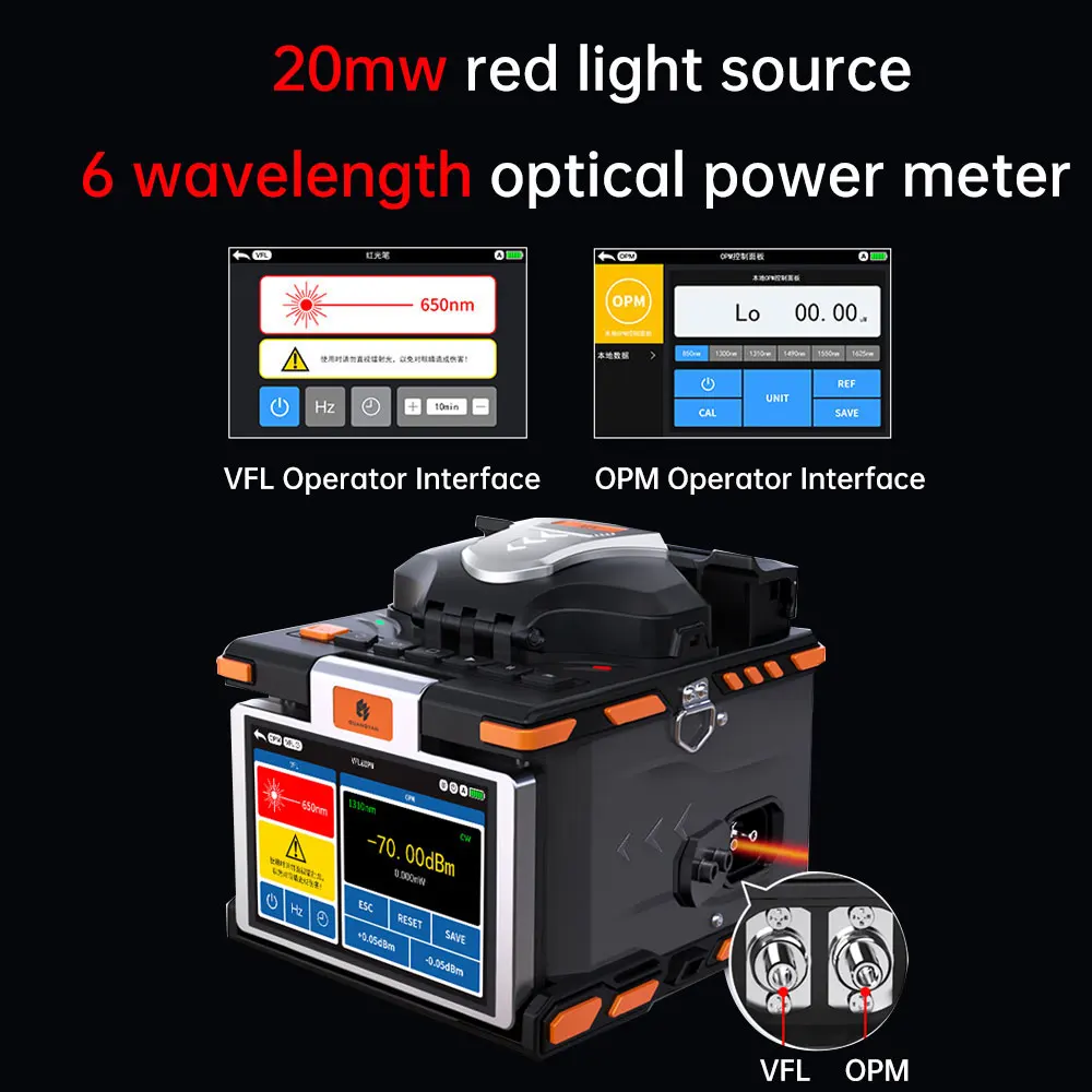 M5 Optical Fiber Cable Welding Machine Built-in Optic Power Meter Visual Fault Locator Fiber Optic Equipment FTTH Fusion Splicer