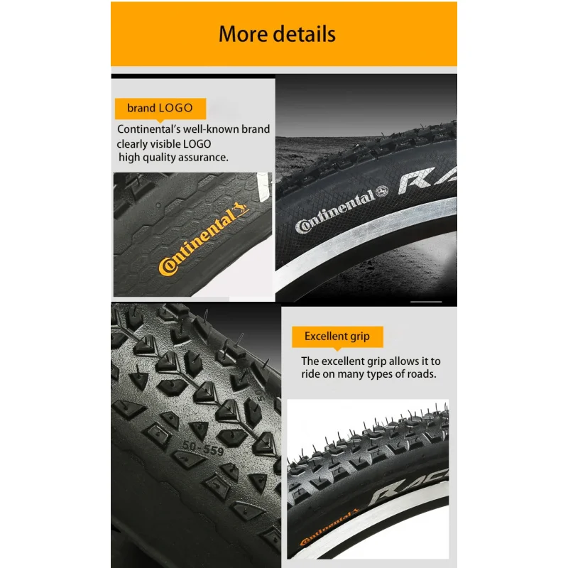 Continental Race King MTB Tire 26 27.5 29 2.0 2.2 Tire Rim 180TPI Bicycle No-Folding Tire Steel Wire Tyre Anti Puncture