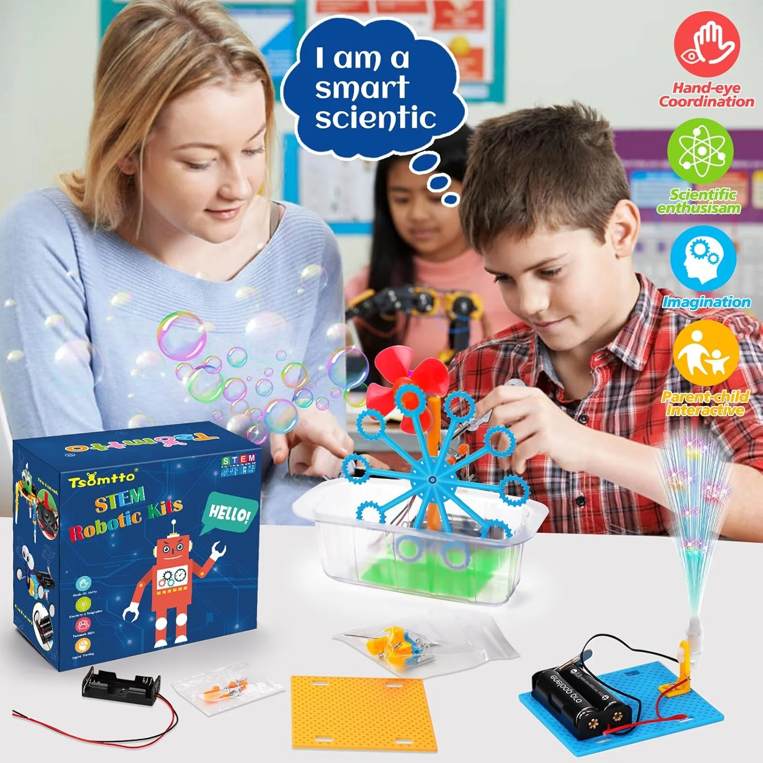 STEM Robotics Kit 6 Set Science Experiments Project Activities Toys for Kids 8-12 Engineering Building Electronic Motor Robot Ki