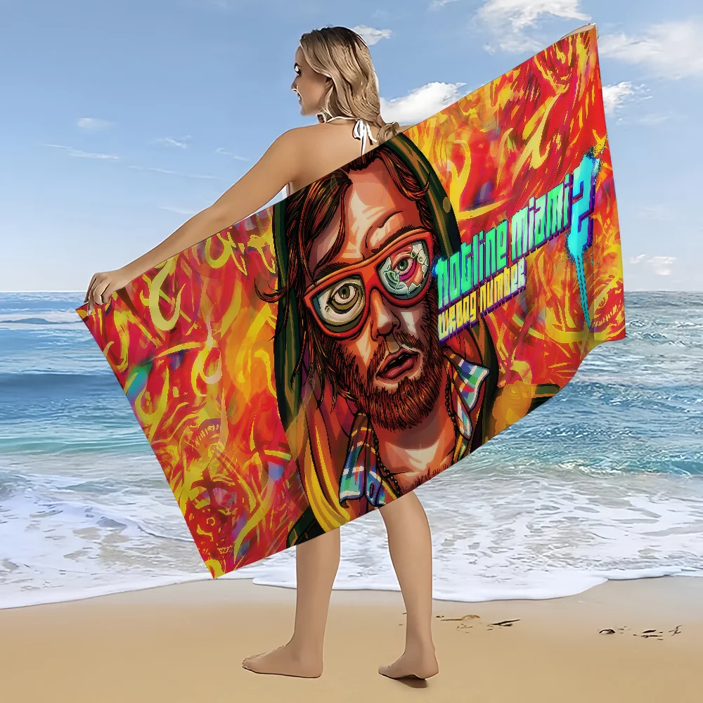 H-HotlineS-ES Towel Game Beach Bath M-MiamiS-ES Quick-Drying Lightweight Blanket Portable Sauna Camping Swimming Pool Travel