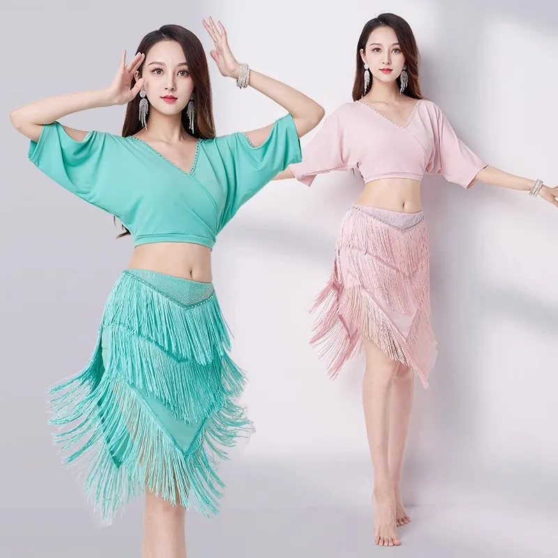 

New Belly Dance Dress Women's Full Set Tassel Skirt Training Dress Set Hot Diamond Sexy Dance Dress Clothing Performance Clothes