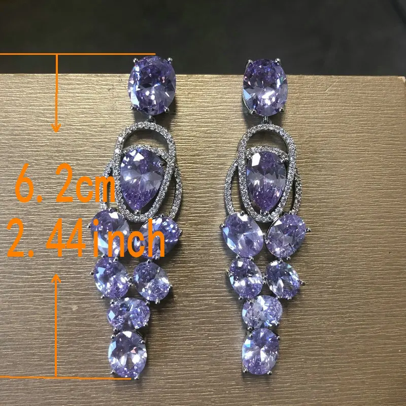 Bilincolor Fashion Purple Cubic Zirconia  Earring for Women Wedding