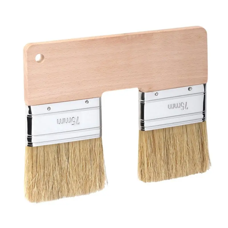 

AB46-U Shaped Double Color Brush Reusable Head For Painting Brush With Wood Handle Double Paint Brush For Wall For Painting